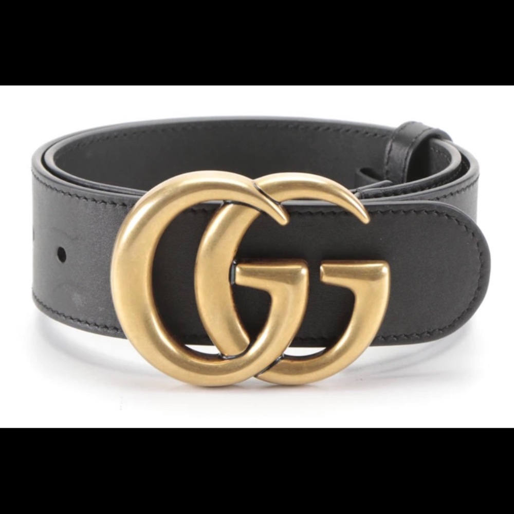 Gucci Wide Double G Buckle Belt in Black Leather